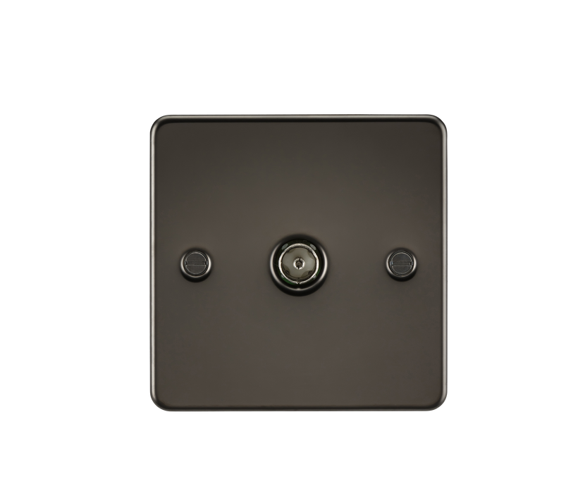 Knightsbridge FP0100GM Flat Plate 1G TV Outlet (Non-Isolated) - Gunmetal - westbasedirect.com