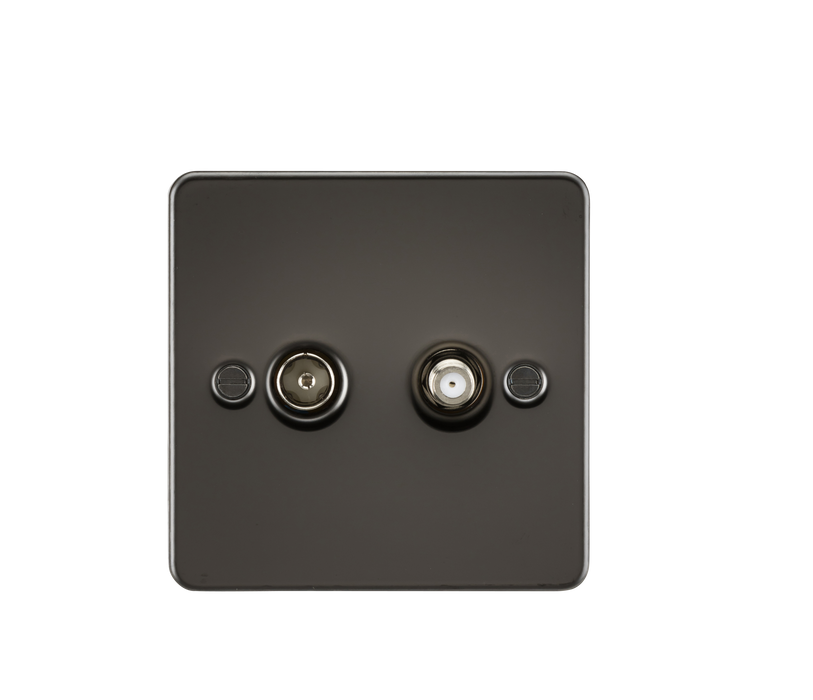 Knightsbridge FP0140GM Flat Plate TV & SAT TV Outlet (Isolated) - Gunmetal - westbasedirect.com