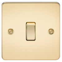 Knightsbridge FP1200PB Flat Plate 10AX 1G Intermediate Switch - Polished Brass