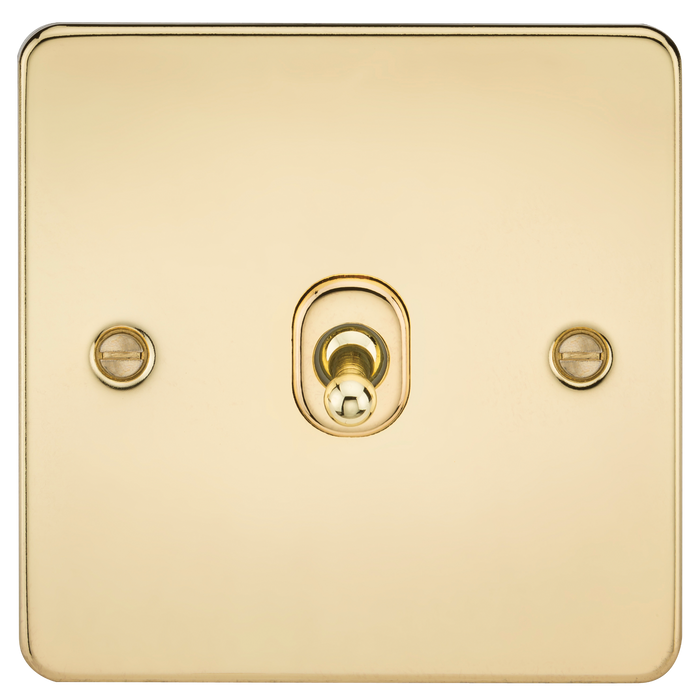 Knightsbridge FP12TOGPB Flat Plate 10AX 1G Intermediate Toggle Switch - Polished Brass - westbasedirect.com