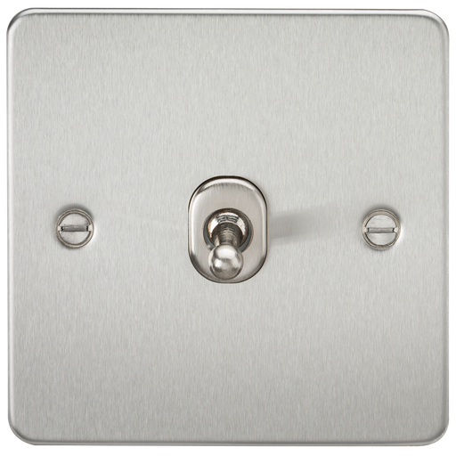 Knightsbridge FP1TOGBC Flat Plate 10AX 1G 2 Way Toggle Switch - Brushed Chrome - westbasedirect.com