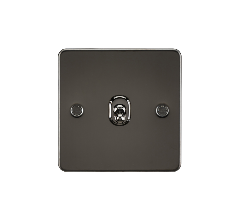 Knightsbridge FP1TOGGM Flat Plate 10AX 1G 2 Way Toggle Switch - Gunmetal - westbasedirect.com