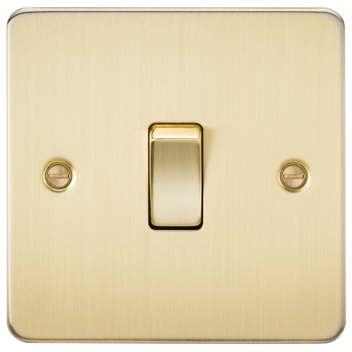 Knightsbridge FP2000BB Flat Plate 10AX 1G 2 Way Switch - Brushed Brass - westbasedirect.com