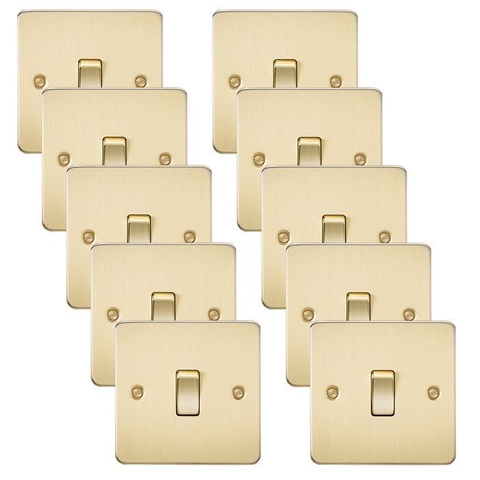 Knightsbridge FP2000BBx10 Flat Plate 10AX 1G 2 Way Switch - Brushed Brass (10 Pack)