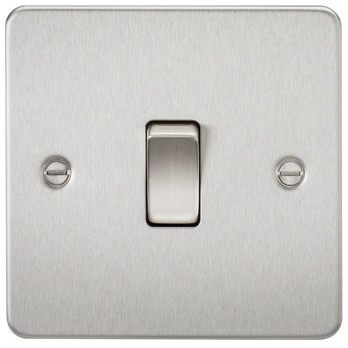 Knightsbridge FP2000BC Flat Plate 10AX 1G 2 Way Switch - Brushed Chrome - westbasedirect.com