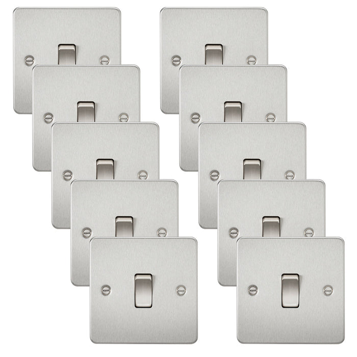 Knightsbridge FP2000BCx10 Flat Plate 10AX 1G 2 Way Switch - Brushed Chrome (10 Pack)