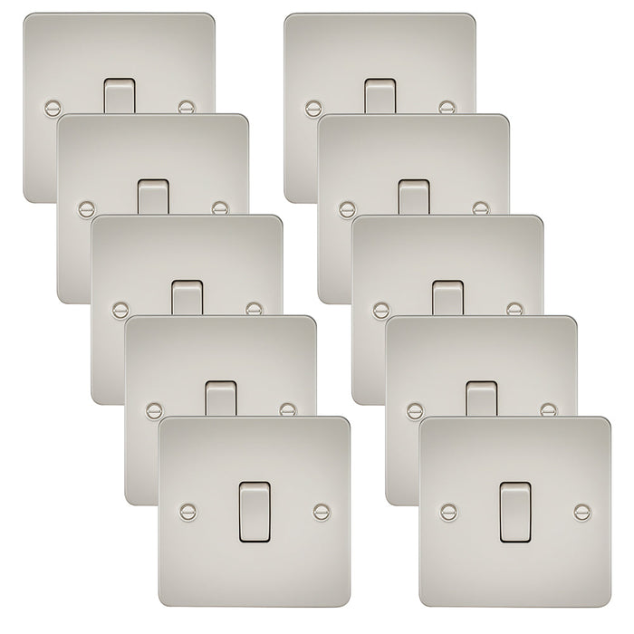 Knightsbridge FP2000PLx10 Flat Plate 10AX 1G 2 Way Switch - Pearl (10 Pack)