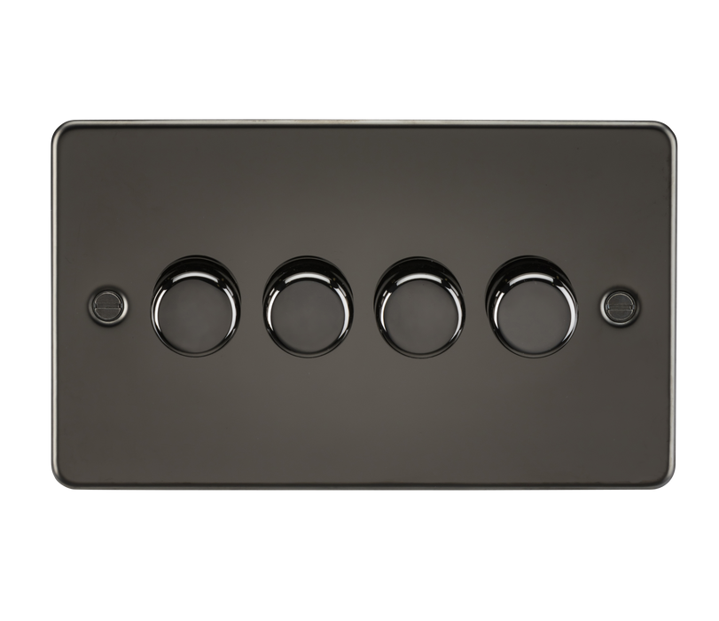 Knightsbridge FP2164GM Flat Plate 4G 2 Way Dimmer 60-400W - Gunmetal - westbasedirect.com