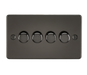 Knightsbridge FP2164GM Flat Plate 4G 2 Way Dimmer 60-400W - Gunmetal - westbasedirect.com