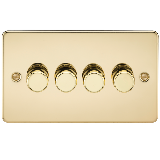 Knightsbridge FP2164PB Flat Plate 4G 2 Way Dimmer 60-400W - Polished Brass - westbasedirect.com