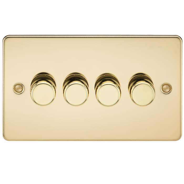 Knightsbridge FP2164PB Flat Plate 4G 2 Way Dimmer 60-400W - Polished Brass - westbasedirect.com