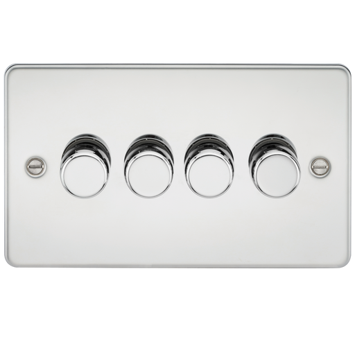 Knightsbridge FP2164PC Flat Plate 4G 2 Way Dimmer 60-400W - Polished Chrome - westbasedirect.com