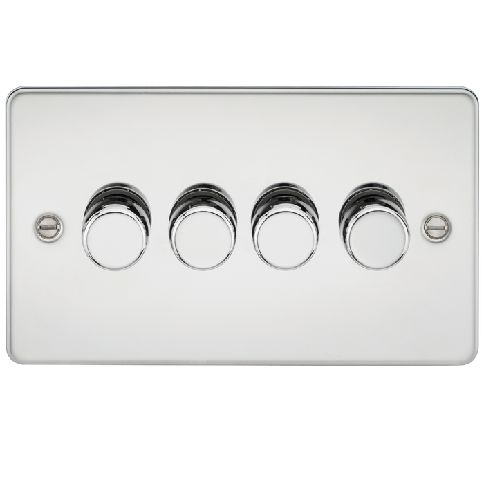 Knightsbridge FP2164PC Flat Plate 4G 2 Way Dimmer 60-400W - Polished Chrome - westbasedirect.com