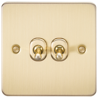 Knightsbridge FP2TOGBB Flat Plate 10AX 2G 2-Way Toggle Switch - Brushed Brass