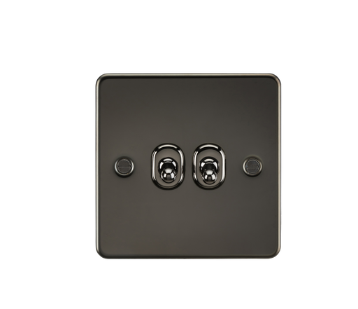 Knightsbridge FP2TOGGM Flat Plate 10AX 2G 2-Way Toggle Switch - Gunmetal - westbasedirect.com