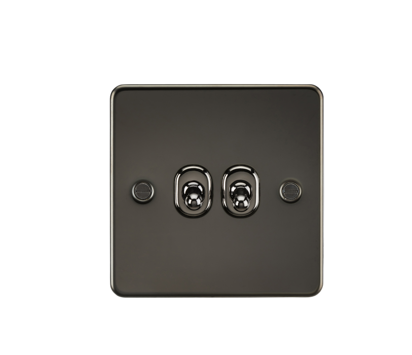 Knightsbridge FP2TOGGM Flat Plate 10AX 2G 2-Way Toggle Switch - Gunmetal - westbasedirect.com