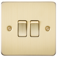 Knightsbridge FP3000BB Flat Plate 10AX 2G 2-Way Switch - Brushed Brass