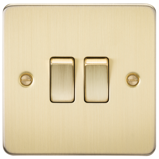 Knightsbridge FP3000BB Flat Plate 10AX 2G 2-Way Switch - Brushed Brass - westbasedirect.com