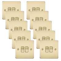 Knightsbridge FP3000BBx10 Flat Plate 10AX 2G 2-Way Switch - Brushed Brass (10 Pack)
