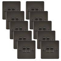 Knightsbridge FP3000GMx10 Flat Plate 10AX 2G 2-Way Switch - Gunmetal (10 Pack)
