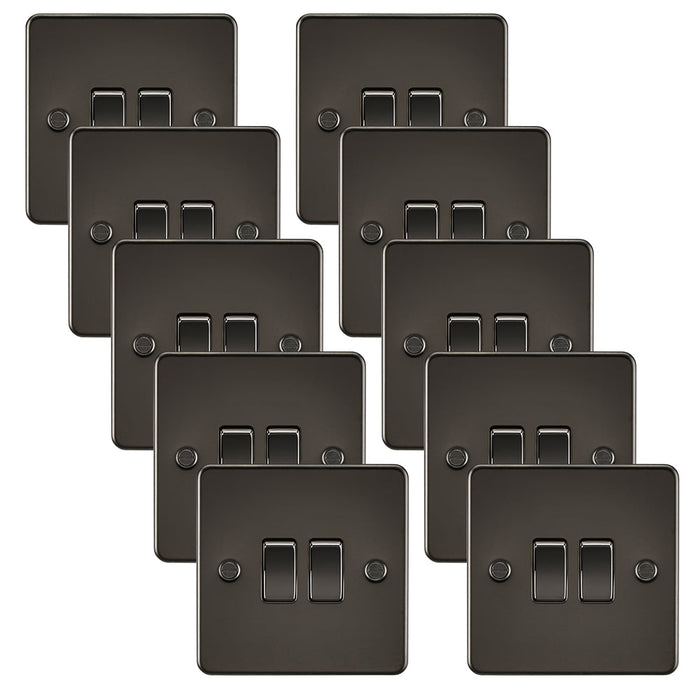 Knightsbridge FP3000GMx10 Flat Plate 10AX 2G 2-Way Switch - Gunmetal (10 Pack)