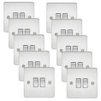 Knightsbridge FP3000PCx10 Flat Plate 10AX 2G 2-Way Switch - Polished Chrome (10 Pack)