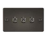 Knightsbridge FP3TOGGM Flat Plate 10AX 3G 2-Way Toggle Switch - Gunmetal