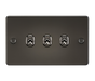 Knightsbridge FP3TOGGM Flat Plate 10AX 3G 2-Way Toggle Switch - Gunmetal - westbasedirect.com