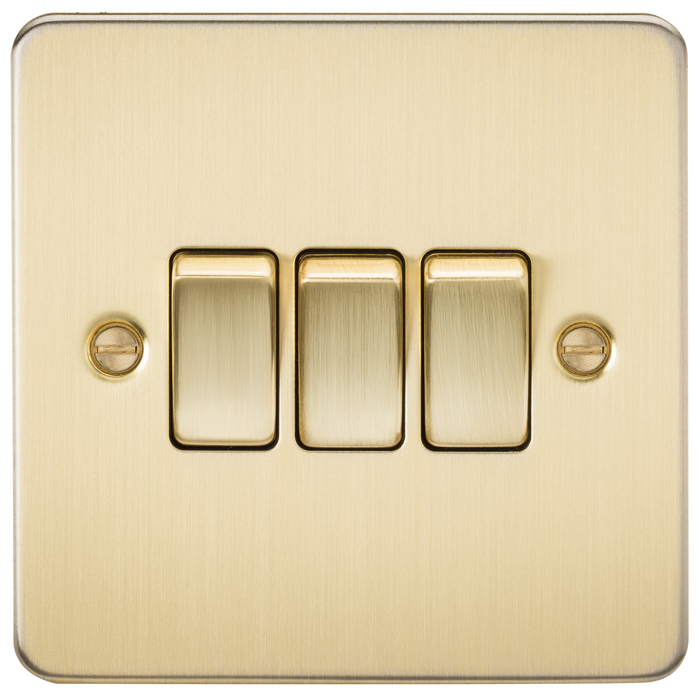 Knightsbridge FP4000BB Flat Plate 10AX 3G 2-Way Switch - Brushed Brass - westbasedirect.com