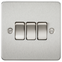 Knightsbridge FP4000BC Flat Plate 10AX 3G 2-Way Switch - Brushed Chrome