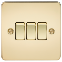 Knightsbridge FP4000PB Flat Plate 10AX 3G 2-Way Switch - Polished Brass