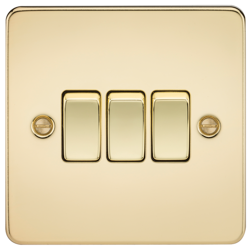 Knightsbridge FP4000PB Flat Plate 10AX 3G 2-Way Switch - Polished Brass - westbasedirect.com