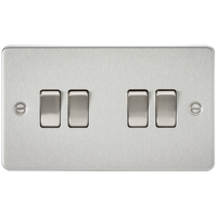 Knightsbridge FP4100BC Flat Plate 10AX 4G 2-Way Switch - Brushed Chrome