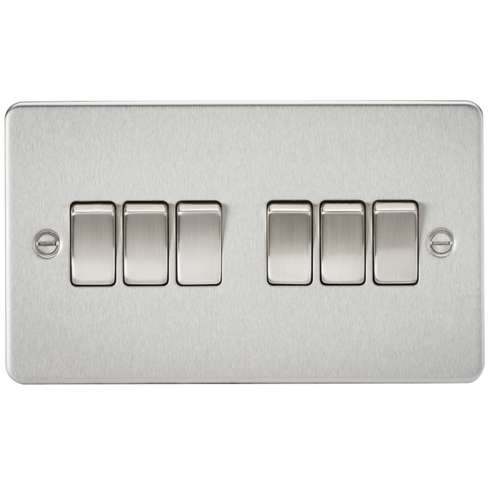 Knightsbridge FP4200BC Flat Plate 10AX 6G 2-Way Switch - Brushed Chrome - westbasedirect.com