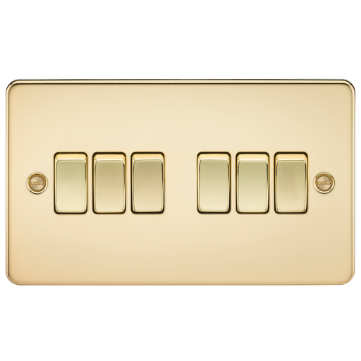 Knightsbridge FP4200PB Flat Plate 10AX 6G 2-Way Switch - Polished Brass - westbasedirect.com