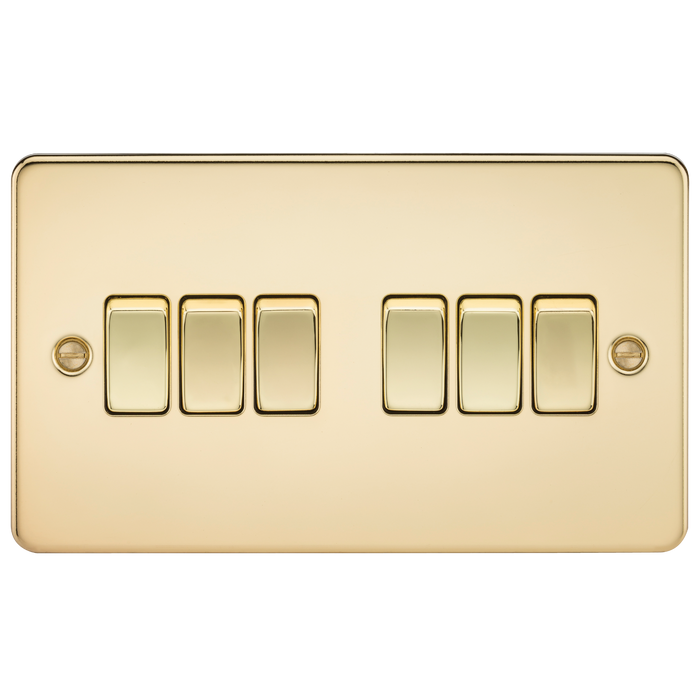 Knightsbridge FP4200PB Flat Plate 10AX 6G 2-Way Switch - Polished Brass - westbasedirect.com