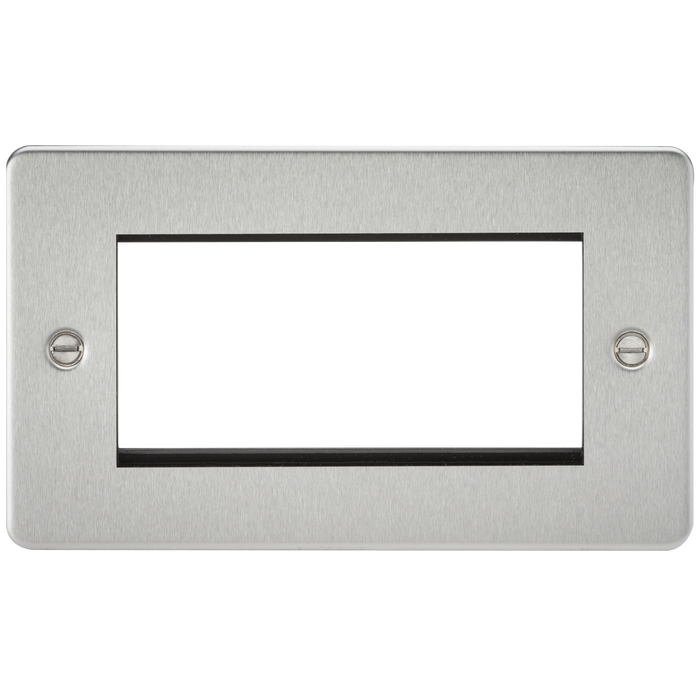 Knightsbridge FP4GBC Flat Plate 4G Modular Faceplate - Brushed Chrome - westbasedirect.com