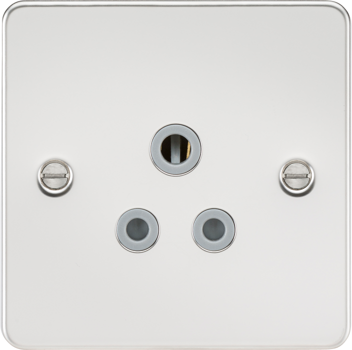 Knightsbridge FP5APCG Flat Plate 5A Unswitched Socket - Polished Chrome + Grey Insert - westbasedirect.com