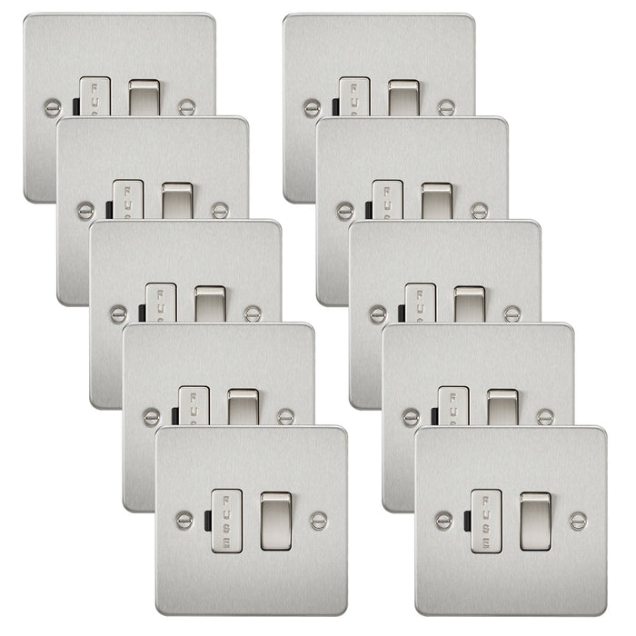 Knightsbridge FP6300BCx10 Flat Plate 13A Switched Fused Spur Unit - Brushed Chrome (10 Pack)