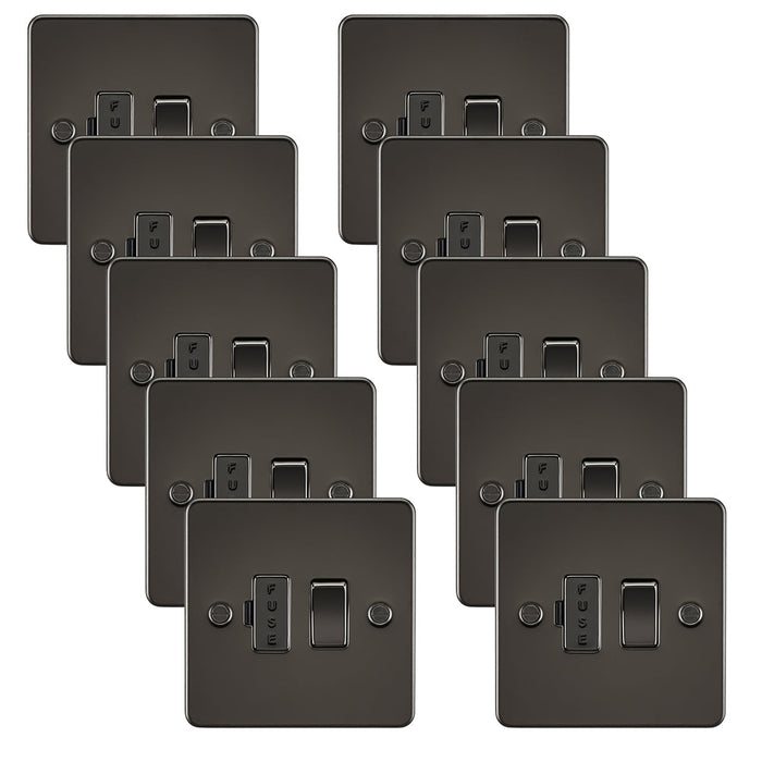 Knightsbridge FP6300GMx10 Flat Plate 13A Switched Fused Spur Unit - Gunmetal (10 Pack)