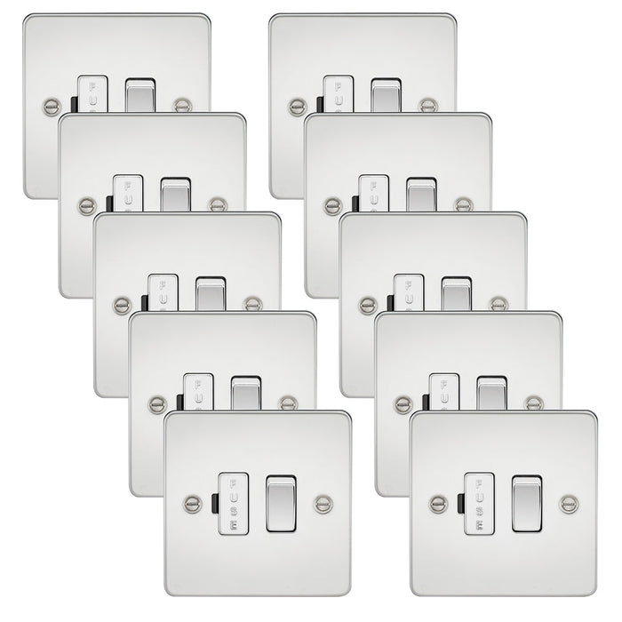 Knightsbridge FP6300PCx10 Flat Plate 13A Switched Fused Spur Unit - Polished Chrome (10 Pack)