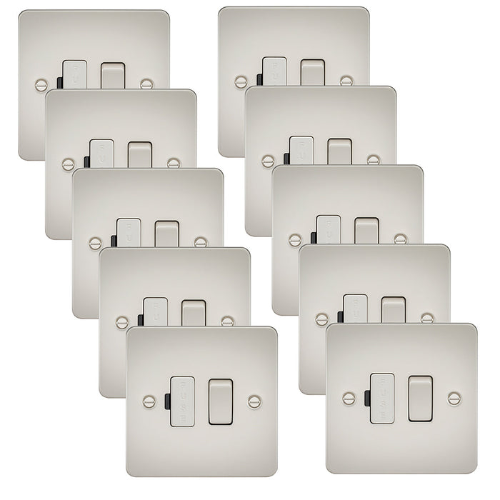 Knightsbridge FP6300PLx10 Flat Plate 13A Switched Fused Spur Unit - Pearl (10 Pack)