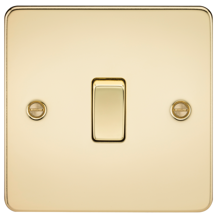 Knightsbridge FP8341PB Flat Plate 20A 1G DP Switch - Polished Brass - westbasedirect.com