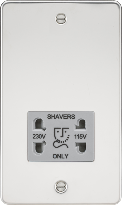 Knightsbridge FP8900PCG Flat Plate 115/230V Dual Voltage Shaver - Polished Chrome + Grey Insert - westbasedirect.com