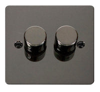 Click Define FPBN152 Flat Plate 2-Gang 2-Way 400W Dimmer Switch - Black Nickel