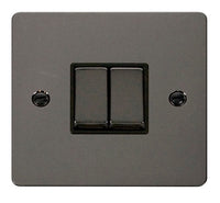 Click Define FPBN412BK Flat Plate 10AX Ingot 2-Gang 2-Way Plate Switch - Black Nickel (Black)