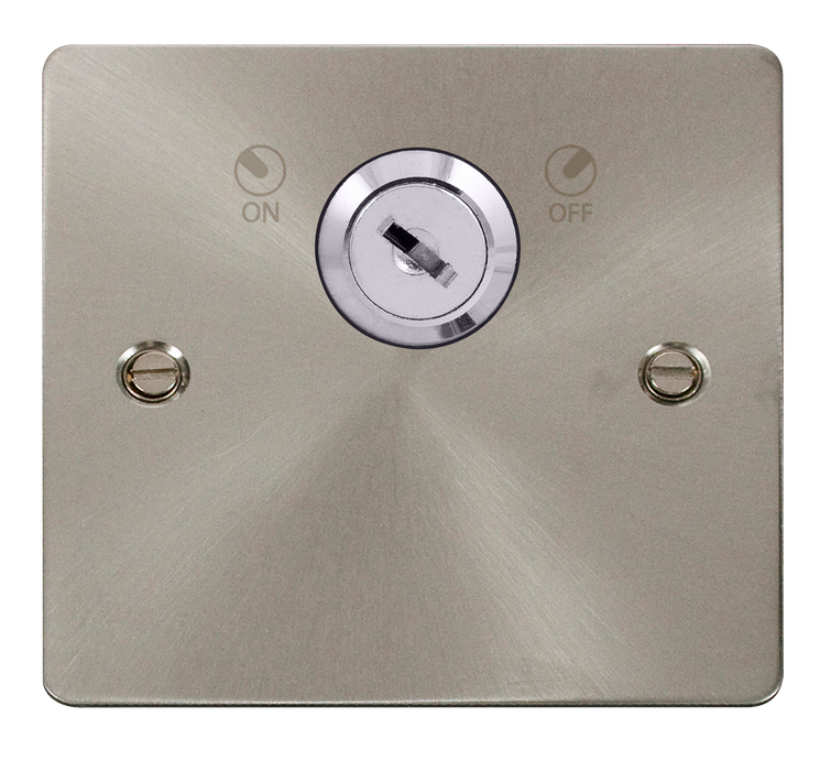 Click Define FPBS660 Flat Plate 20A DP 1G Key Lockable Switch - Brushed Stainless - westbasedirect.com