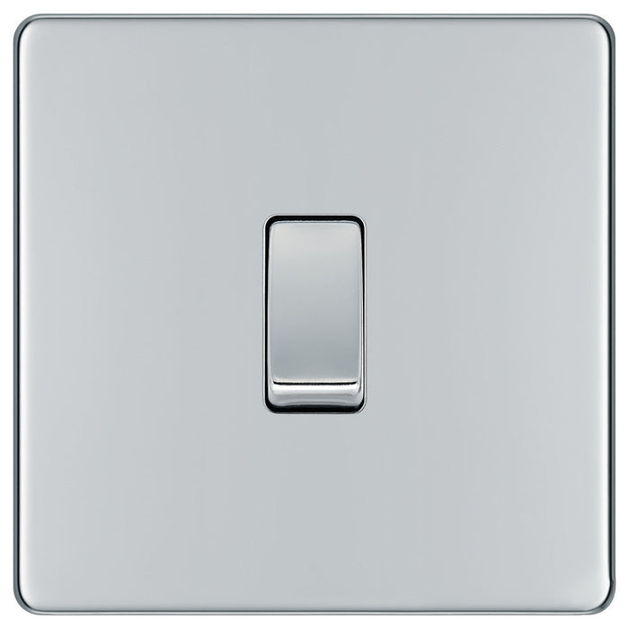 BG FPC12 Flatplate Screwless Single Light Switch 10A - Polished Chrome (5 Pack) - westbasedirect.com