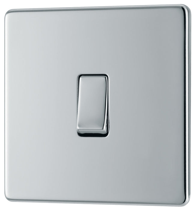 BG FPC12 Flatplate Screwless Single Light Switch 10A - Polished Chrome - westbasedirect.com