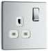 BG FPC21W Flatplate Screwless Single Socket 13A - White Insert - Polished Chrome (5 Pack) - westbasedirect.com